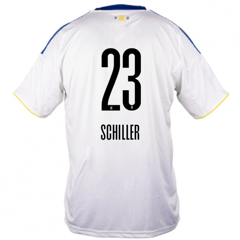 Danxen Mænd Niklas Schiller #23 Hvid Blå Gul Udebane Spillertrøjer 2025/26 Trøje T-Shirt