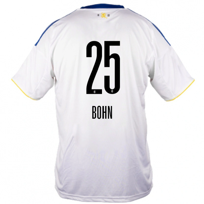Danxen Mænd Etienne Bohn #25 Hvid Blå Gul Udebane Spillertrøjer 2025/26 Trøje T-Shirt