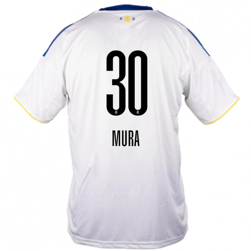 Danxen Mænd Luca Mura #30 Hvid Blå Gul Udebane Spillertrøjer 2025/26 Trøje T-Shirt