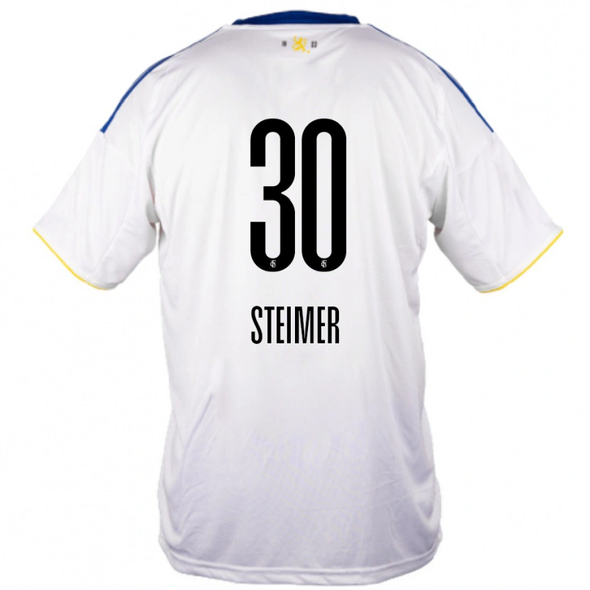 Danxen Mænd Marie Steimer #30 Hvid Blå Gul Udebane Spillertrøjer 2025/26 Trøje T-Shirt