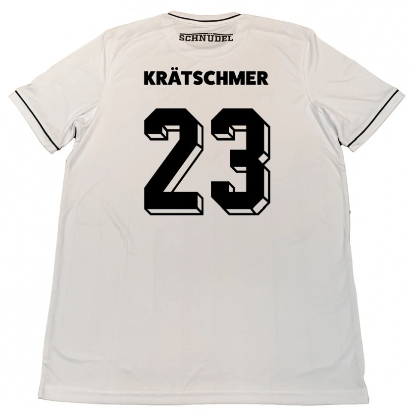 Danxen Mænd Pius Krätschmer #23 Hvid Sort Udebane Spillertrøjer 2025/26 Trøje T-Shirt