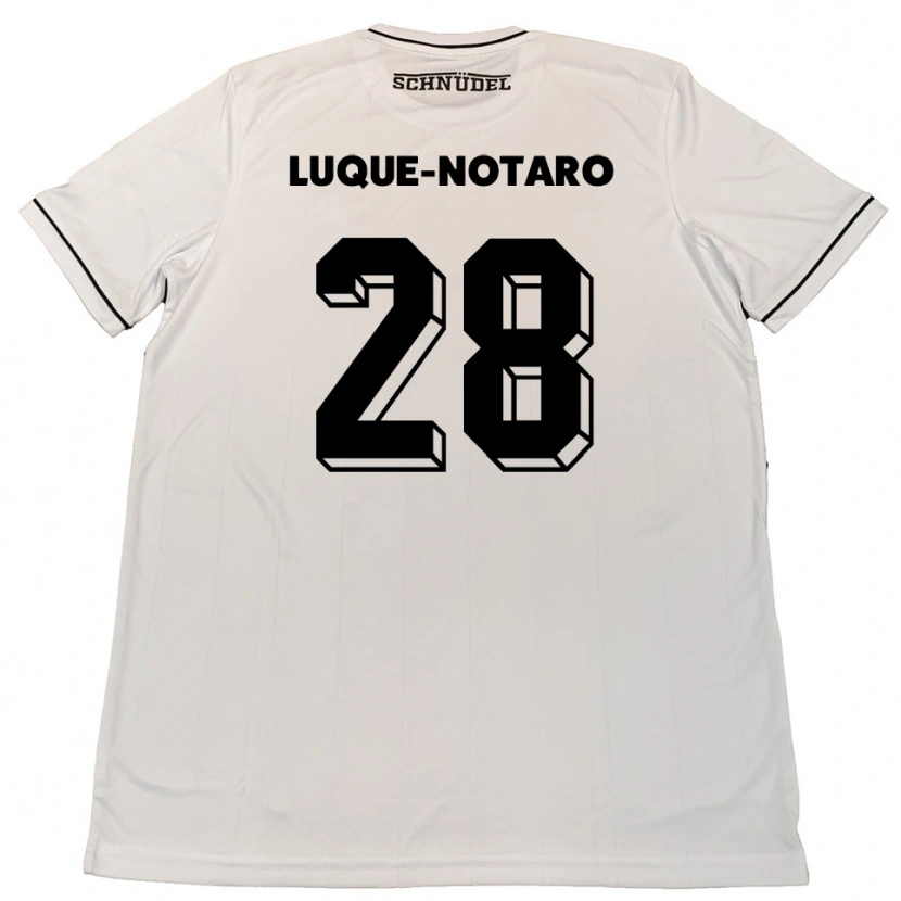 Danxen Mænd Fabio Luque-Notaro #28 Hvid Sort Udebane Spillertrøjer 2025/26 Trøje T-Shirt