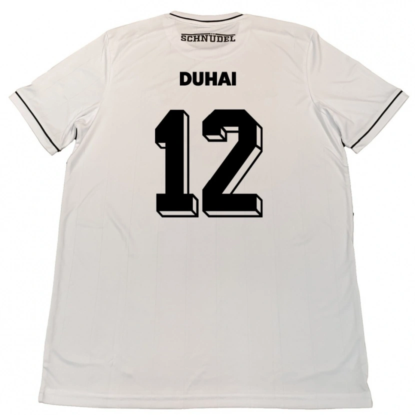 Danxen Mænd Konstantin Duhai #12 Hvid Sort Udebane Spillertrøjer 2025/26 Trøje T-Shirt