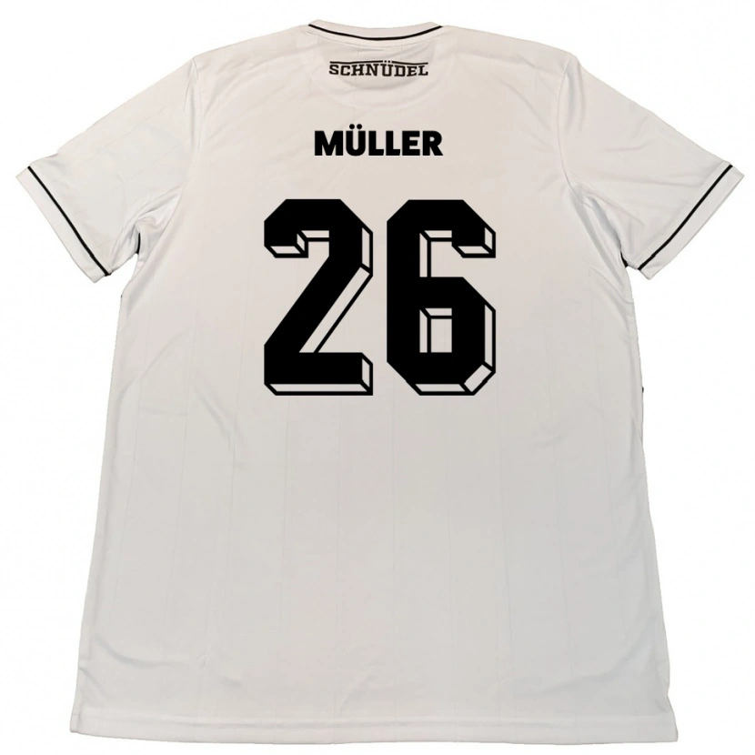 Danxen Mænd Maro Müller #26 Hvid Sort Udebane Spillertrøjer 2025/26 Trøje T-Shirt