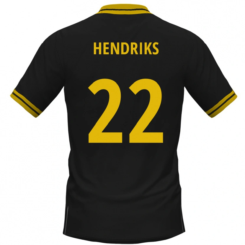 Danxen Mænd Tom Hendriks #22 Sort Gul Udebane Spillertrøjer 2025/26 Trøje T-Shirt
