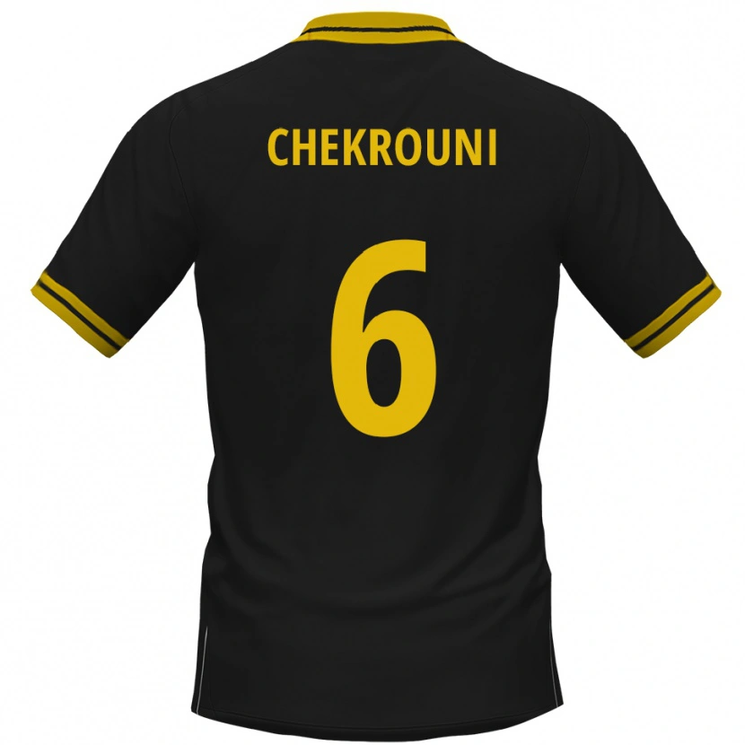 Danxen Mænd Salim Chekrouni #6 Sort Gul Udebane Spillertrøjer 2025/26 Trøje T-Shirt