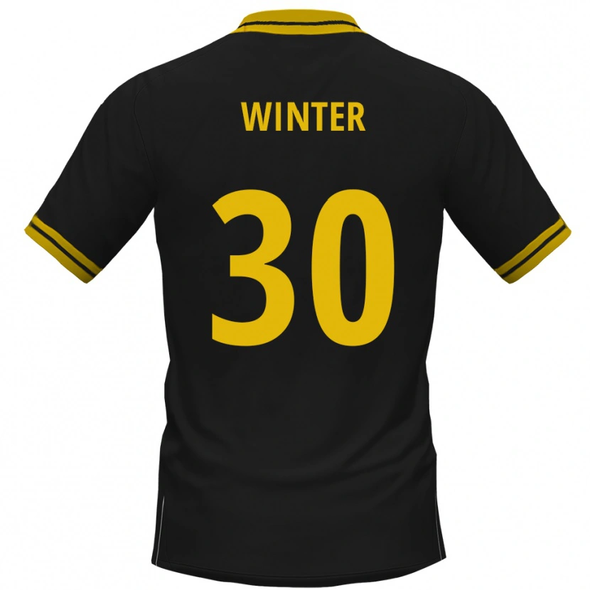 Danxen Mænd Nils Winter #30 Sort Gul Udebane Spillertrøjer 2025/26 Trøje T-Shirt
