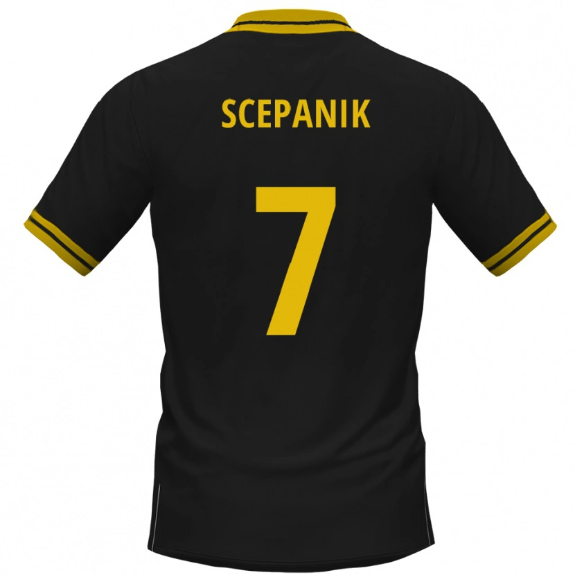 Danxen Mænd Lukas Scepanik #7 Sort Gul Udebane Spillertrøjer 2025/26 Trøje T-Shirt