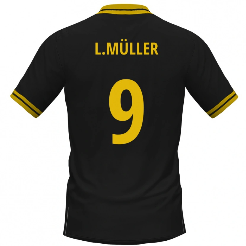 Danxen Mænd Levyn Müller #9 Sort Gul Udebane Spillertrøjer 2025/26 Trøje T-Shirt