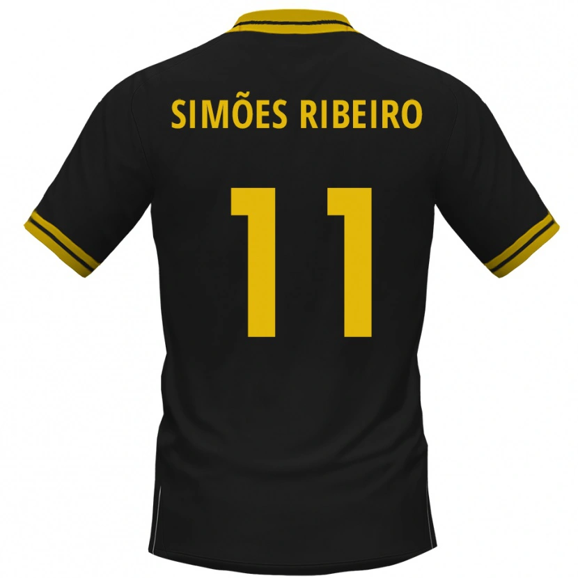 Danxen Mænd Dominik Simões Ribeiro #11 Sort Gul Udebane Spillertrøjer 2025/26 Trøje T-Shirt