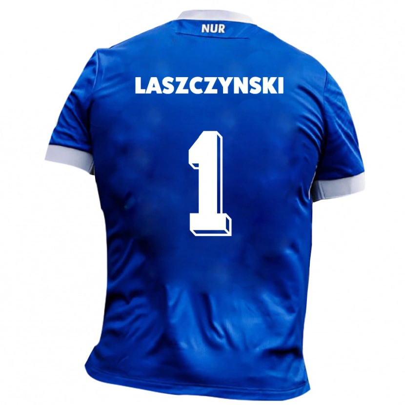 Danxen Mænd Adam Laszczynski #1 Blå Hvid Udebane Spillertrøjer 2025/26 Trøje T-Shirt