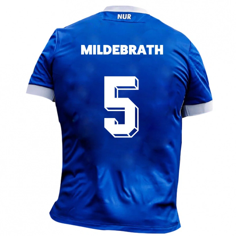 Danxen Mænd Matti Mildebrath #5 Blå Hvid Udebane Spillertrøjer 2025/26 Trøje T-Shirt