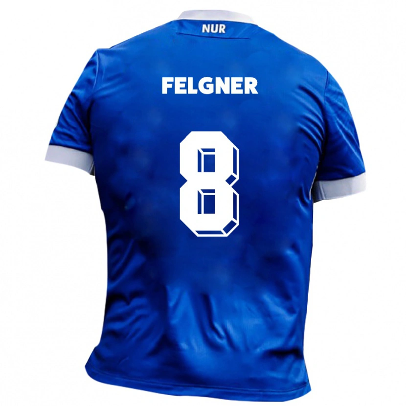 Danxen Mænd Leon-Paul Felgner #8 Blå Hvid Udebane Spillertrøjer 2025/26 Trøje T-Shirt