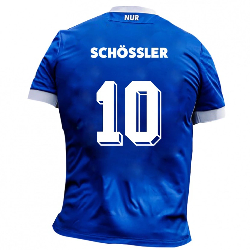 Danxen Mænd Maris Schößler #10 Blå Hvid Udebane Spillertrøjer 2025/26 Trøje T-Shirt