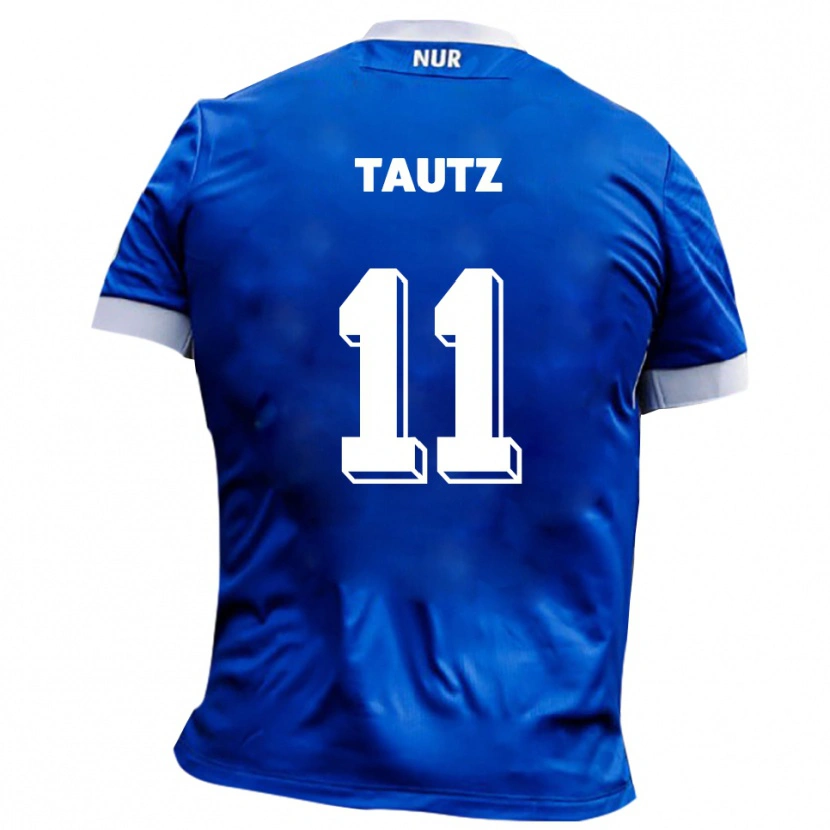 Danxen Mænd Michel Tautz #11 Blå Hvid Udebane Spillertrøjer 2025/26 Trøje T-Shirt