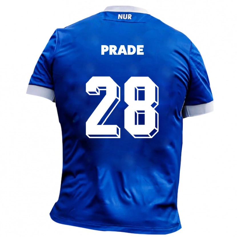 Danxen Mænd Adrian Prade #28 Blå Hvid Udebane Spillertrøjer 2025/26 Trøje T-Shirt