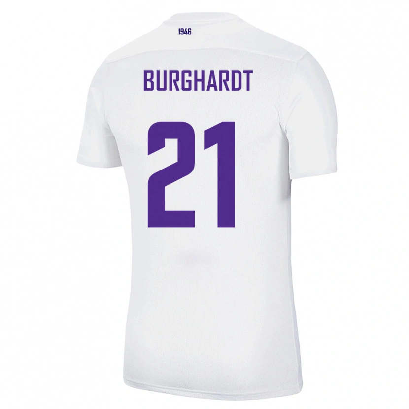 Danxen Mænd Maxim Burghardt #21 Hvid Grøn Udebane Spillertrøjer 2025/26 Trøje T-Shirt