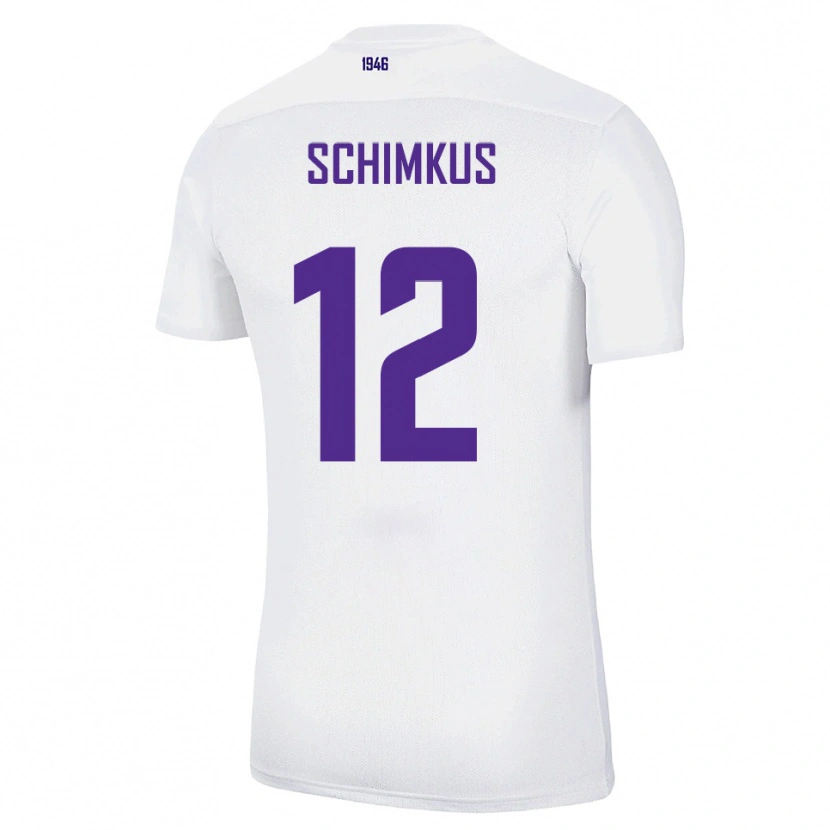 Danxen Mænd Lukas Schimkus #12 Hvid Grøn Udebane Spillertrøjer 2025/26 Trøje T-Shirt