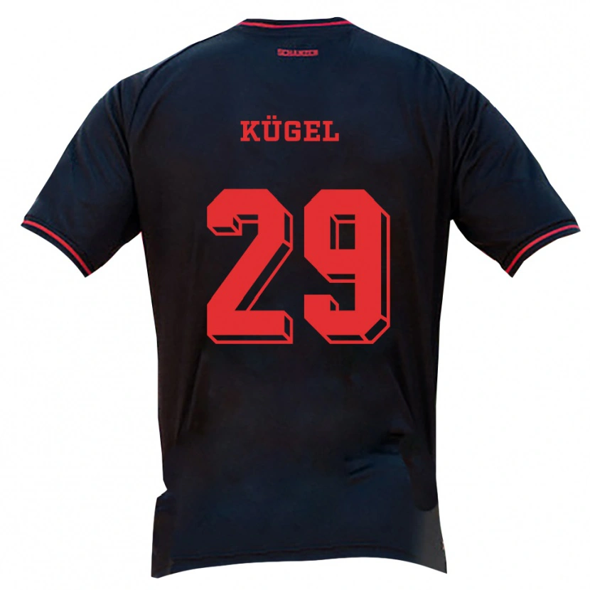 Danxen Mænd Julian Kügel #29 Sort Rød Hvid Udebane Spillertrøjer 2025/26 Trøje T-Shirt