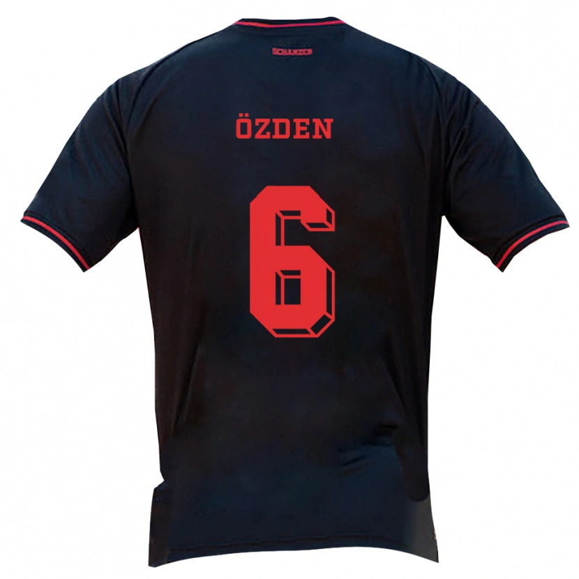 Danxen Mænd Mustafa Özden #6 Sort Rød Hvid Udebane Spillertrøjer 2025/26 Trøje T-Shirt
