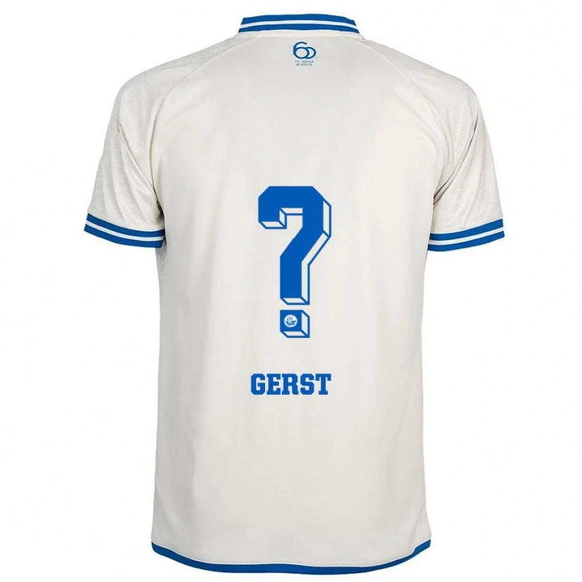 Danxen Mænd Nikolas Gerst #0 Hvid Blå Udebane Spillertrøjer 2025/26 Trøje T-Shirt