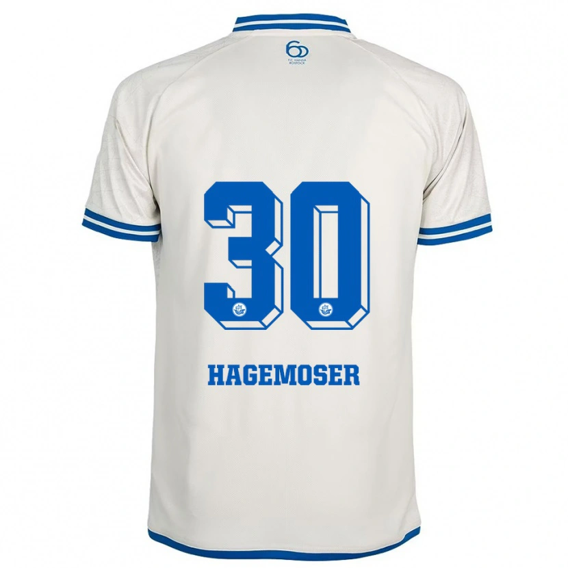 Danxen Mænd Max Hagemoser #30 Hvid Blå Udebane Spillertrøjer 2025/26 Trøje T-Shirt