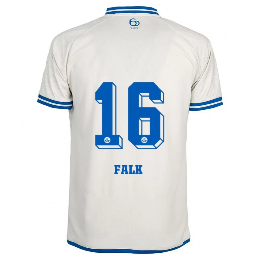 Danxen Mænd Robin Falk #16 Hvid Blå Udebane Spillertrøjer 2025/26 Trøje T-Shirt