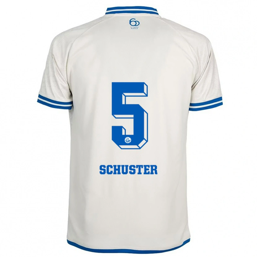 Danxen Mænd Marco Schuster #5 Hvid Blå Udebane Spillertrøjer 2025/26 Trøje T-Shirt