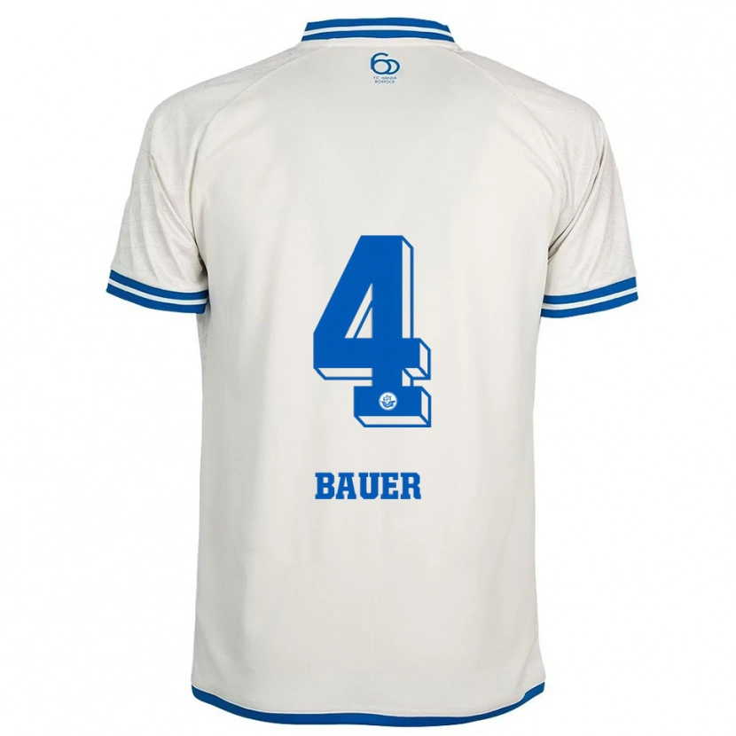 Danxen Mænd Richard Bauer #4 Hvid Blå Udebane Spillertrøjer 2025/26 Trøje T-Shirt