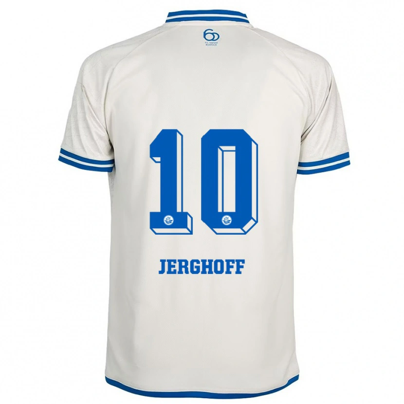 Danxen Mænd Ole Jerghoff #10 Hvid Blå Udebane Spillertrøjer 2025/26 Trøje T-Shirt