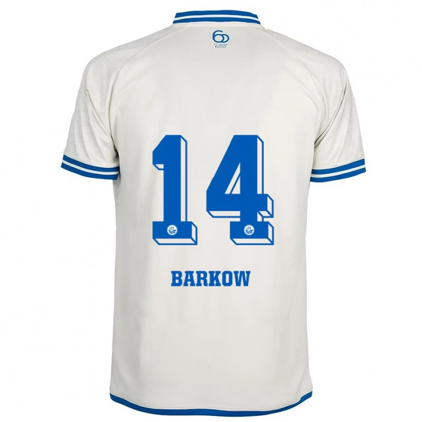 Danxen Mænd Louis Barkow #14 Hvid Blå Udebane Spillertrøjer 2025/26 Trøje T-Shirt