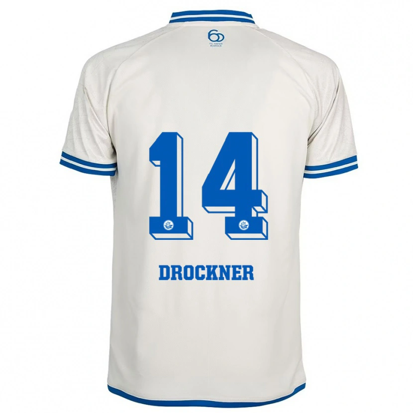 Danxen Mænd Malin Drockner #14 Hvid Blå Udebane Spillertrøjer 2025/26 Trøje T-Shirt