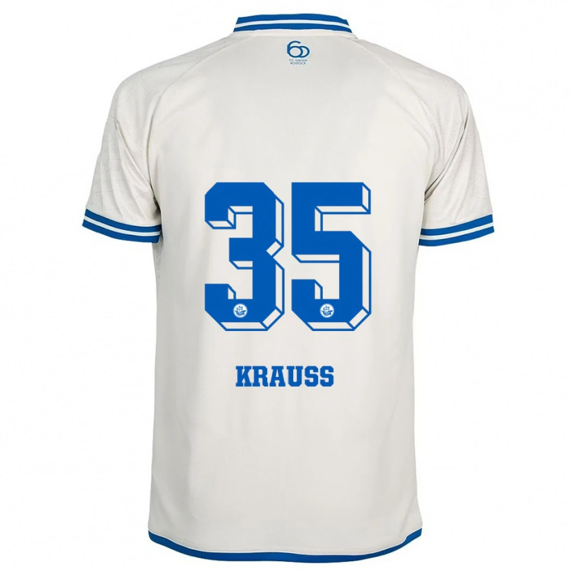 Danxen Mænd Maximilian Krauß #35 Hvid Blå Udebane Spillertrøjer 2025/26 Trøje T-Shirt
