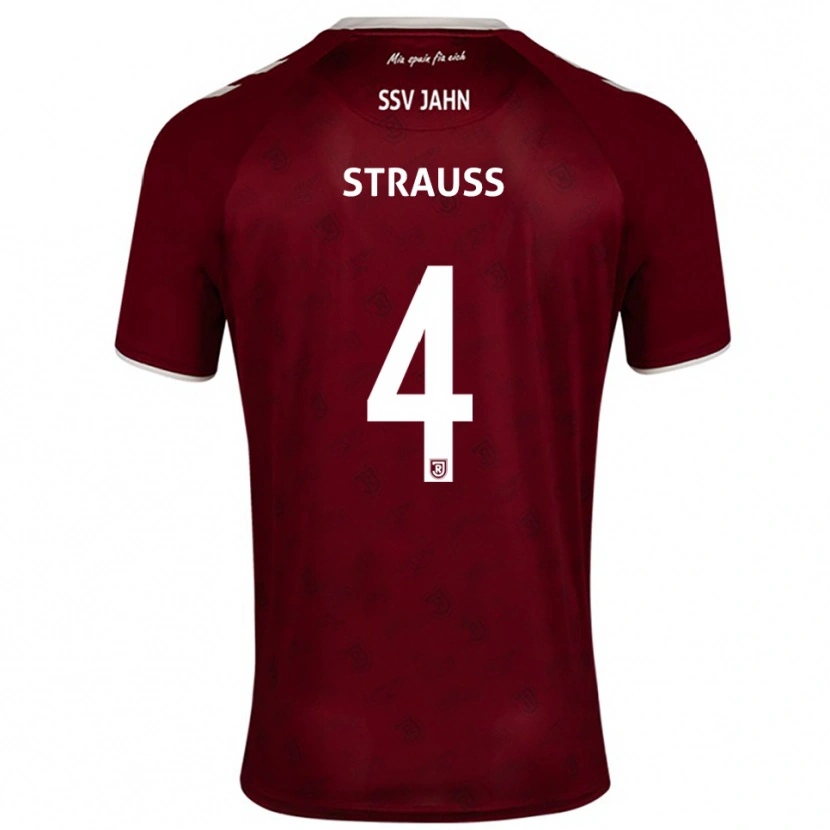 Danxen Mænd Felix Strauss #4 Burgundy Hvid Udebane Spillertrøjer 2025/26 Trøje T-Shirt