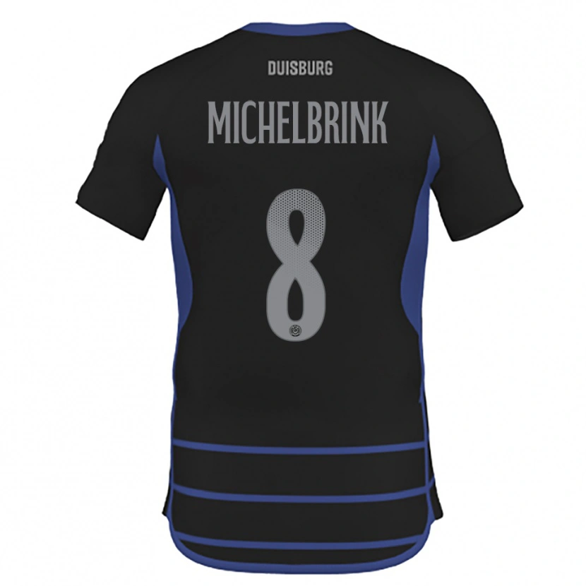 Danxen Mænd Jonas Michelbrink #8 Sort Blå Udebane Spillertrøjer 2025/26 Trøje T-Shirt