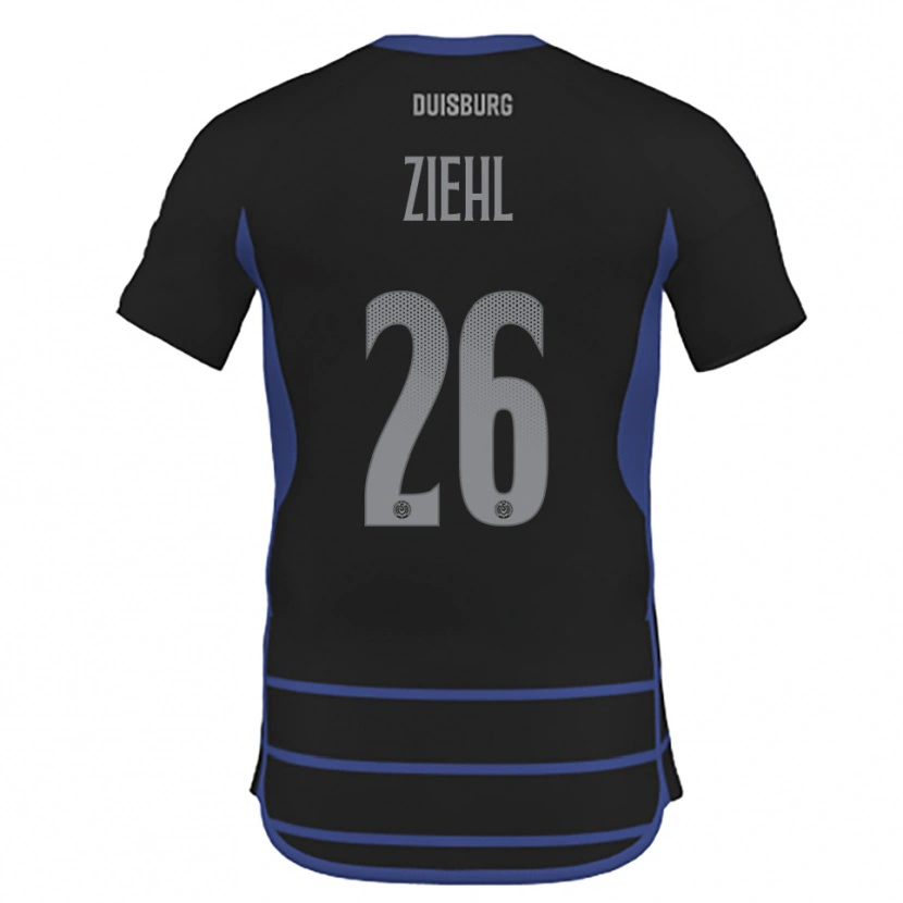Danxen Mænd Nelly Ziehl #26 Sort Blå Udebane Spillertrøjer 2025/26 Trøje T-Shirt