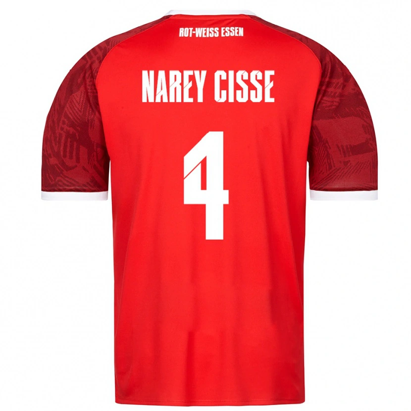 Danxen Mænd Ibrahim Narey Cisse #4 Rød Burgundy Hvid Udebane Spillertrøjer 2025/26 Trøje T-Shirt