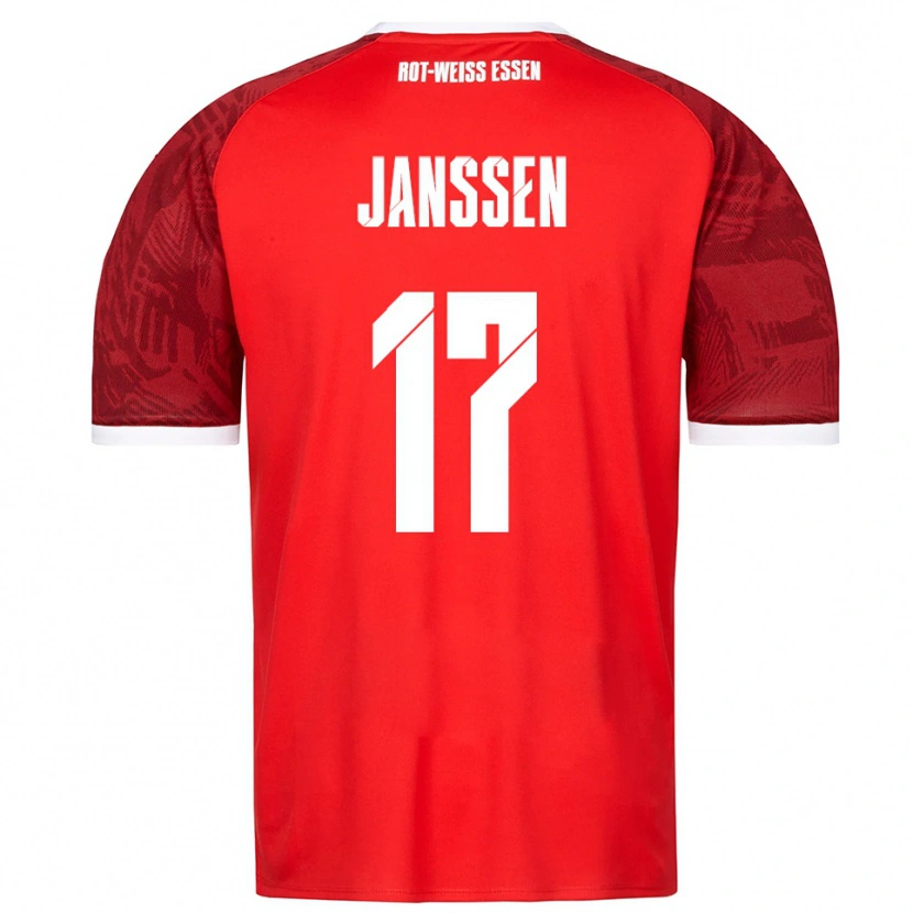 Danxen Mænd Lenn Janssen #17 Rød Burgundy Hvid Udebane Spillertrøjer 2025/26 Trøje T-Shirt