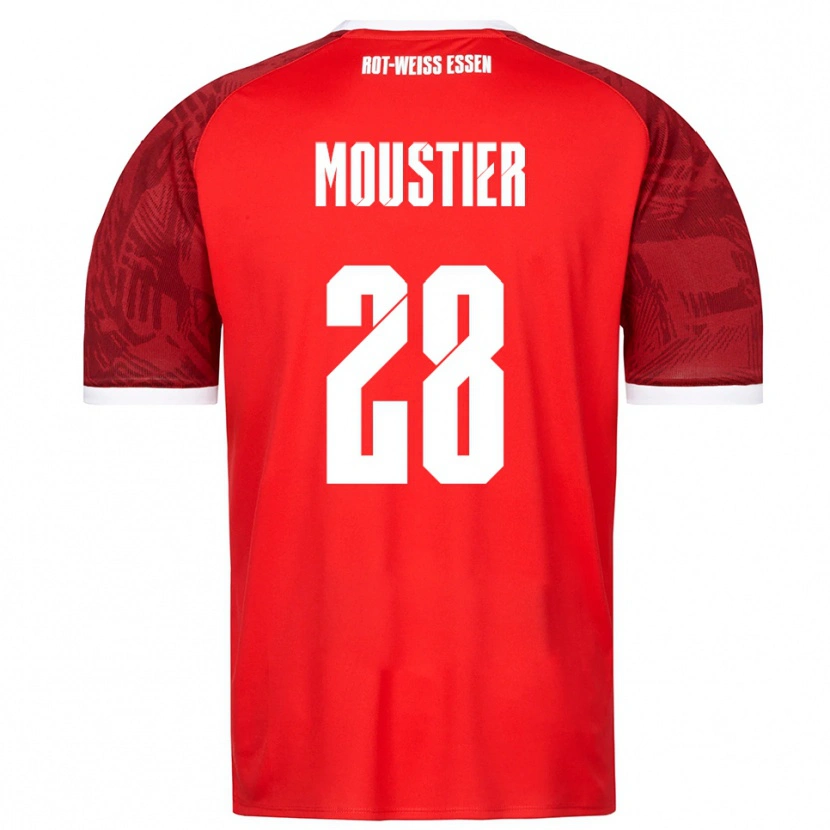 Danxen Mænd Tom Moustier #28 Rød Burgundy Hvid Udebane Spillertrøjer 2025/26 Trøje T-Shirt