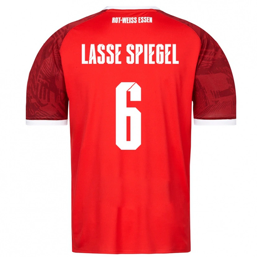Danxen Mænd Jakob Lasse Spiegel #6 Rød Burgundy Hvid Udebane Spillertrøjer 2025/26 Trøje T-Shirt