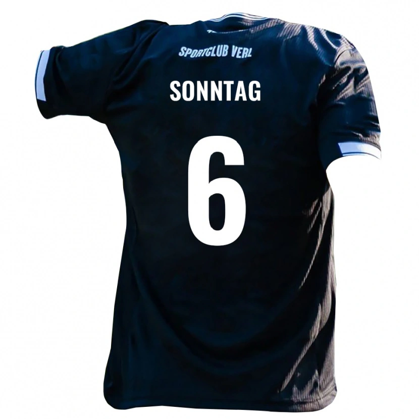 Danxen Mænd Cristiano Sonntag #6 Sort Hvid Udebane Spillertrøjer 2025/26 Trøje T-Shirt