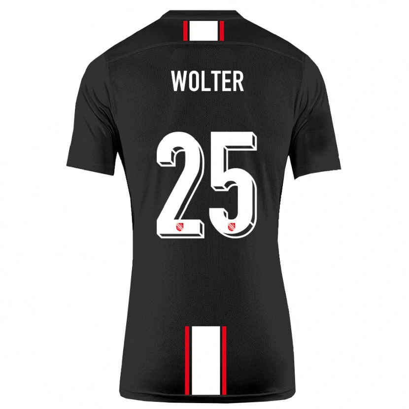 Danxen Mænd Fynn Wolter #25 Sort Hvid Udebane Spillertrøjer 2025/26 Trøje T-Shirt
