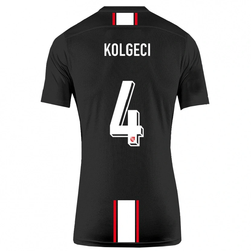 Danxen Mænd Besfort Kolgeci #4 Sort Hvid Udebane Spillertrøjer 2025/26 Trøje T-Shirt