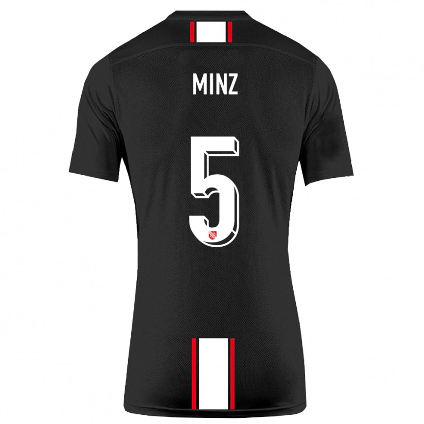 Danxen Mænd Dominic Minz #5 Sort Hvid Udebane Spillertrøjer 2025/26 Trøje T-Shirt