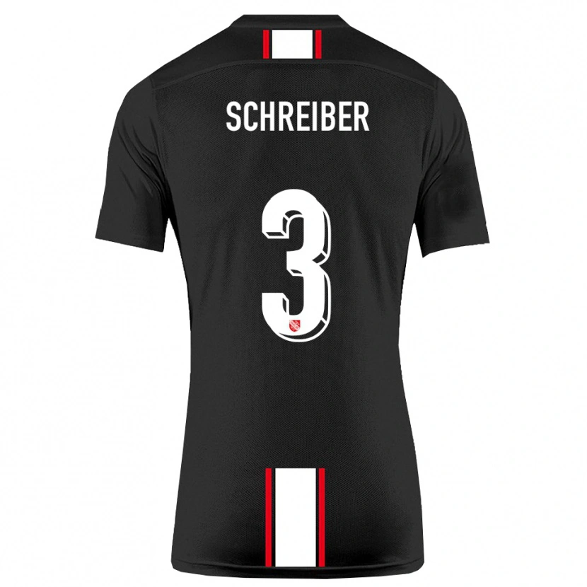 Danxen Mænd David Schreiber #3 Sort Hvid Udebane Spillertrøjer 2025/26 Trøje T-Shirt