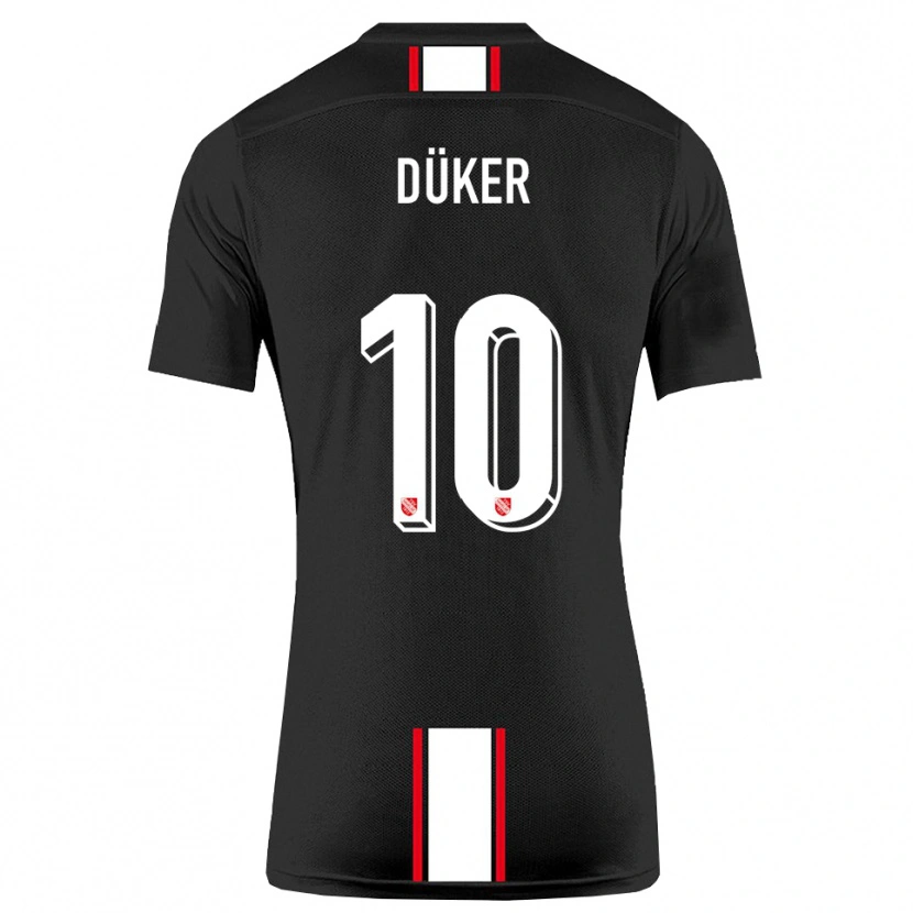 Danxen Mænd Julius Düker #10 Sort Hvid Udebane Spillertrøjer 2025/26 Trøje T-Shirt