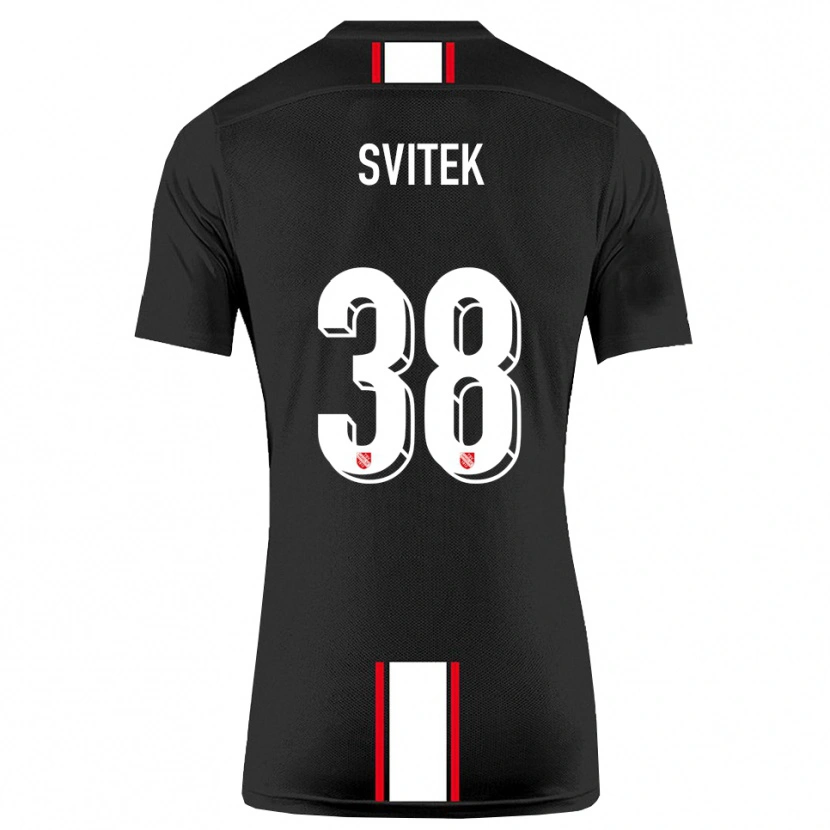 Danxen Mænd Leon Svitek #38 Sort Hvid Udebane Spillertrøjer 2025/26 Trøje T-Shirt