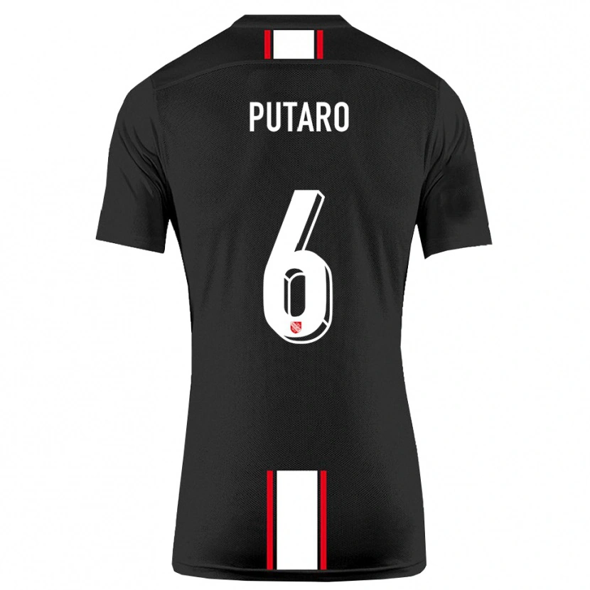 Danxen Mænd Luca Putaro #6 Sort Hvid Udebane Spillertrøjer 2025/26 Trøje T-Shirt
