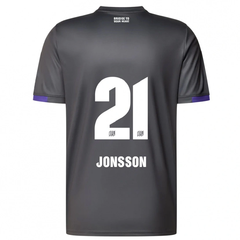 Danxen Mænd Lukas Jonsson #21 Grå Lilla Udebane Spillertrøjer 2025/26 Trøje T-Shirt