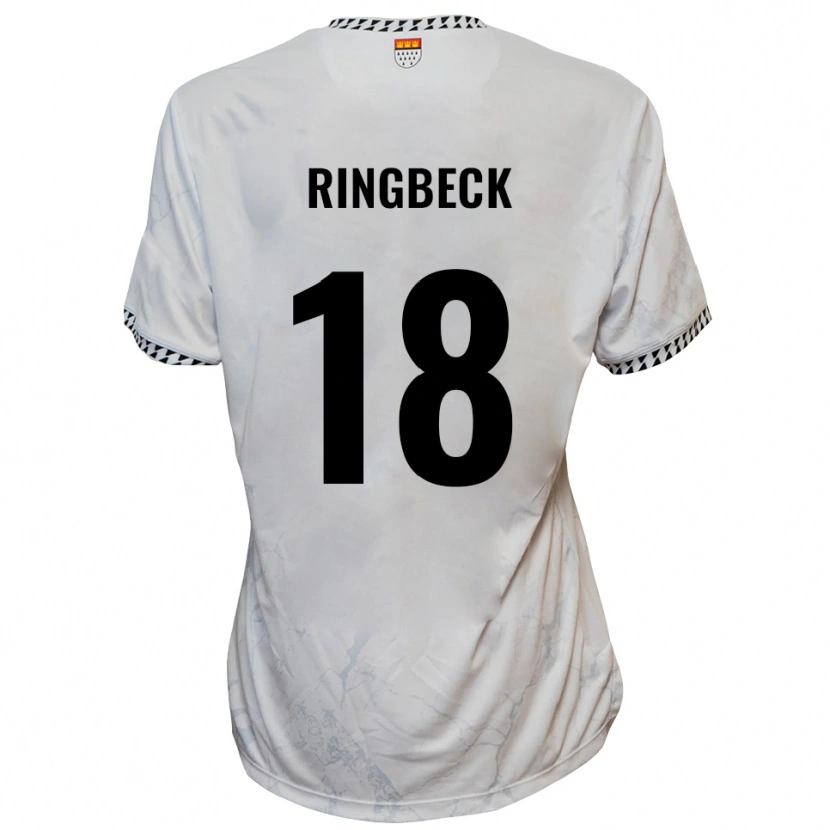 Danxen Mænd Noah Ringbeck #18 Hvid Sort Udebane Spillertrøjer 2025/26 Trøje T-Shirt